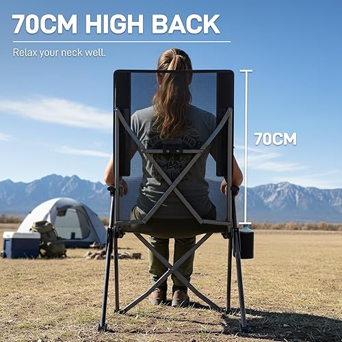 Miniatura 3 de EVER ADVANCED Tesllin - Sillas reclinables de campamento Teslin para adultos, ligeras, plegables, con respaldo ajustable