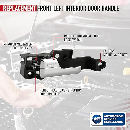 Miniatura 4 de Manija de puerta interior delantera izquierda cromada, compatible con vehículos Ford, Lincoln y Mercury - Fusion 2006 - 2012, MKZ 2007 - Zephyr,