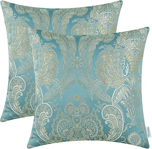 Juego de 2 Fundas de cojín suaves para sofá, de la marca CaliTime, para decoración del hogar, estampado flores de damasco vintage, Poliéster &
