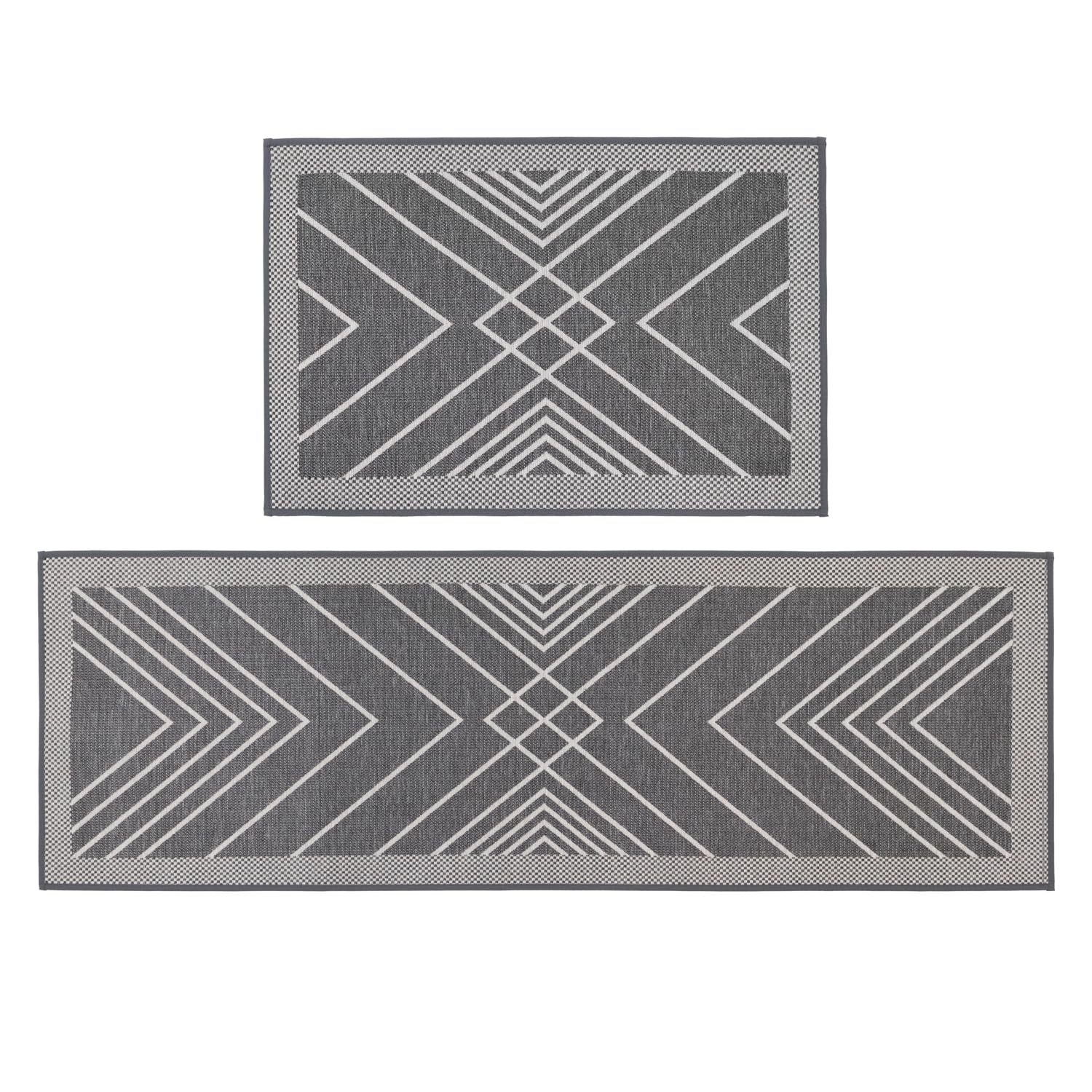 JVL Expression Machine Washable Entrance Doormat and Runner Set - Stripe