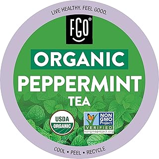 Organic Peppermint Tea K-Cup Pods, 24 Pods by FGO - Keurig Compatible - Naturally Caffeine-Free Herbal Tea, Premium Pepper...