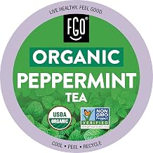 FGO Organic Peppermint Tea K-Cup Pods for Keurig, 24 Count Pack of 1, Naturally Caffeine-Free Herbal Tea, USDA Organic, Non-GMO, Recyclable