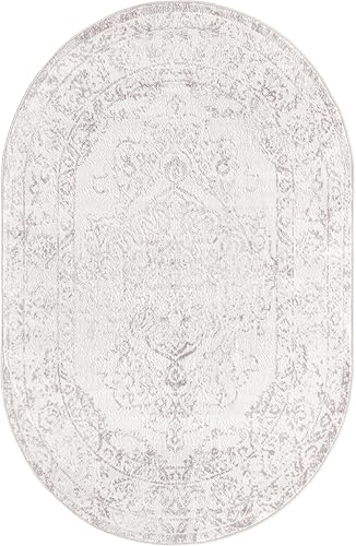 Miniatura 3 de Rugs.com Oxford Collection - Alfombra ovalada de 4 x 6 pies, color marfil, perfecta para salas de estar, comedores grandes, planos abiertos
