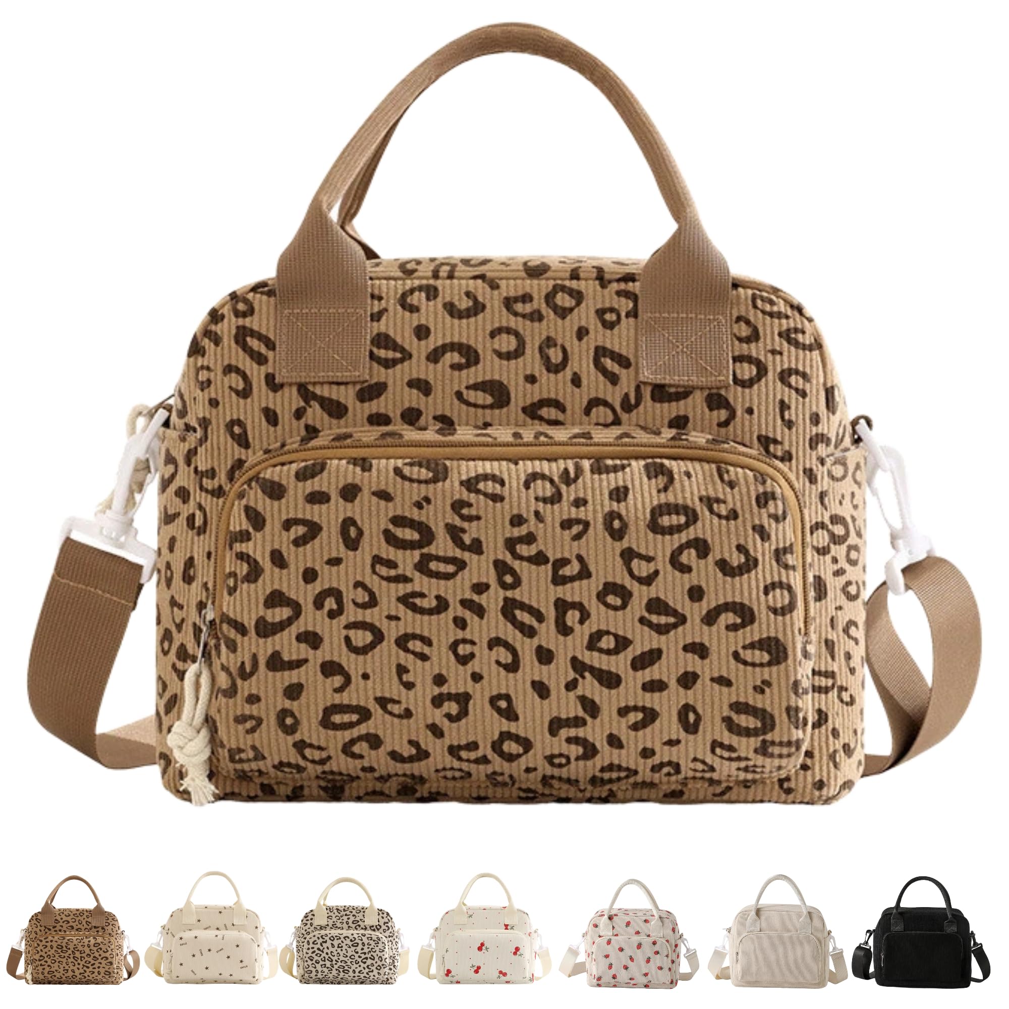 Arae Insulated Lunch Bag for Women Men Large Reusable Lunch Box Leakproof Cooler Tote Bag with Removable Shoulder Strap 5 Pockets for Work - Brown Leopard โ image 1