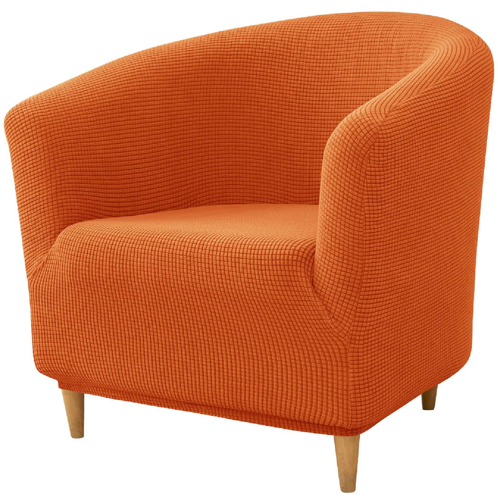 ZRCYXDW Club Chair Slipcover, Stretch Checkered Barrel Chair Cover Removable Armchair Covers 1 Piece Tub Chair Covers with Elastic Bottom for Living Room-Orange-1 Piece