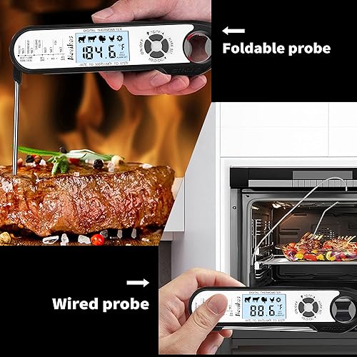 Miniatura 2 de Termómetro digital para alimentos para carne, termómetro de cocina de lectura instantánea 23S, luz de fondo, imán integrado, calibración, sonda