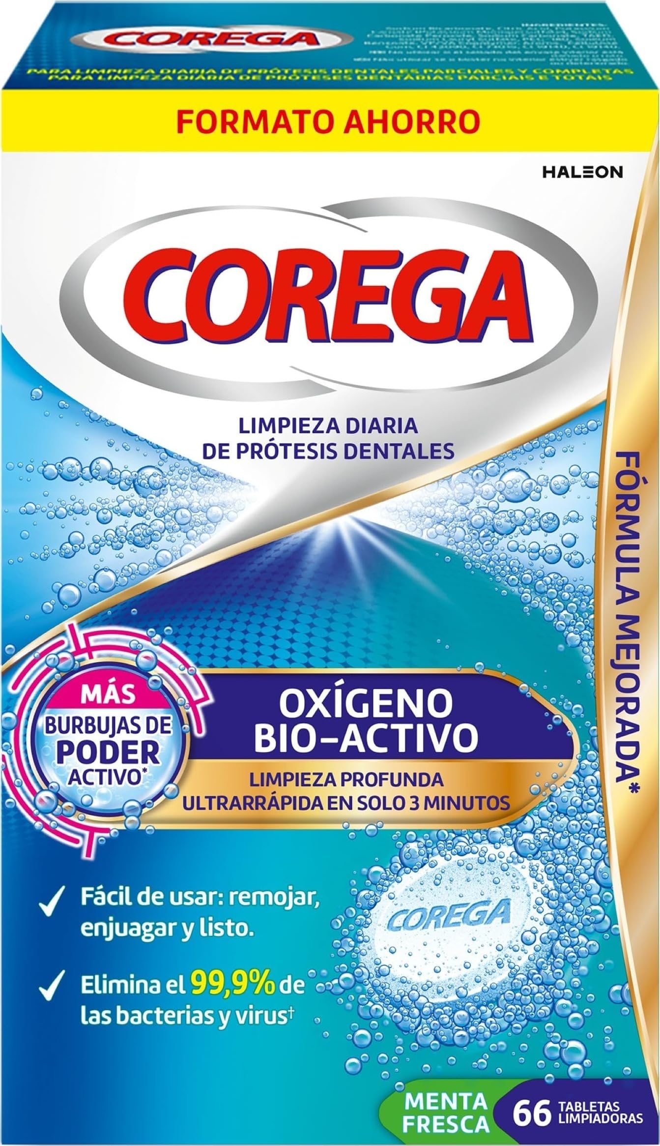 Corega Bio-Active Oxygen Denture Cleaning Tablets 66 Tablets