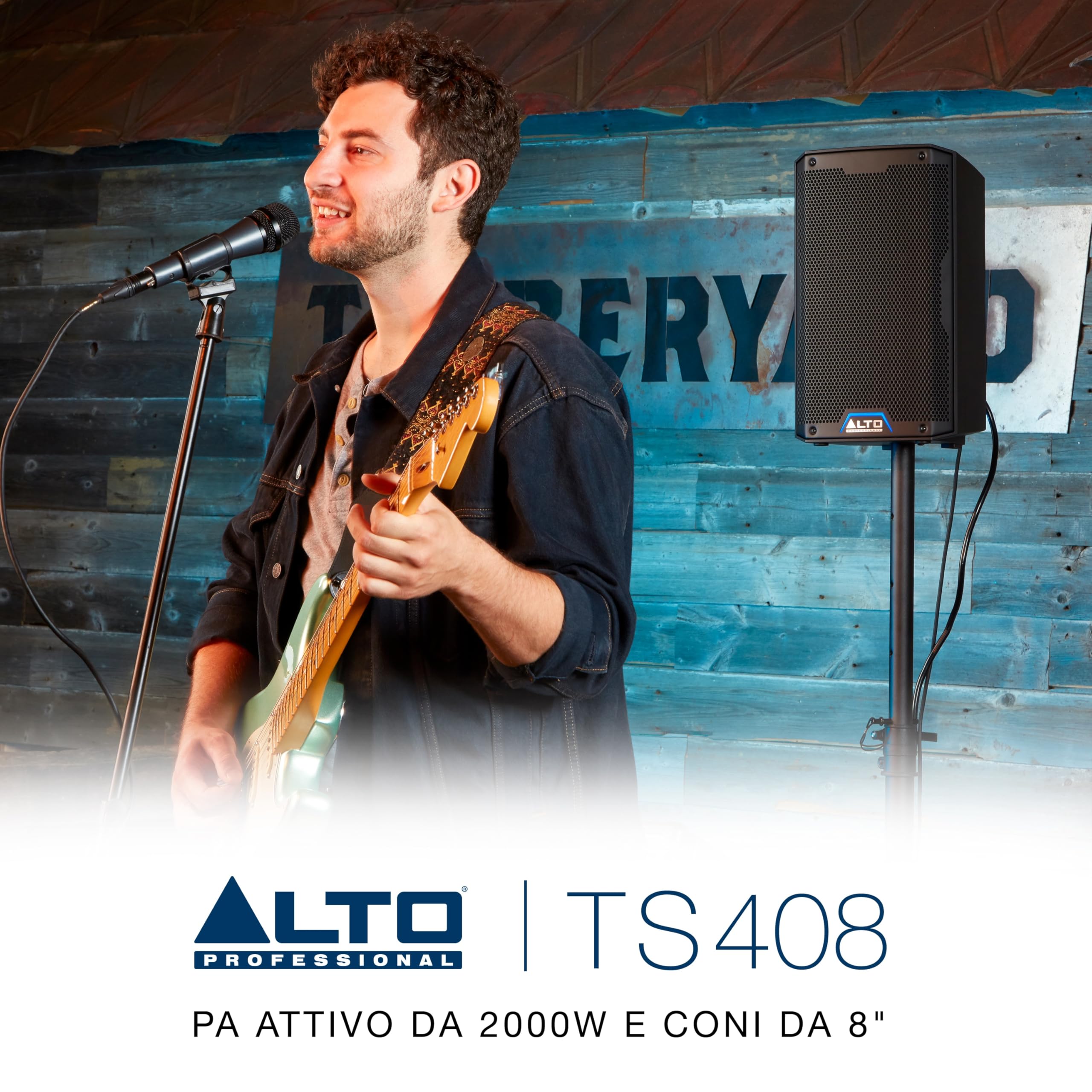 ALTO TS408 Cassa Amplificata Attiva da 8" e 2000W, Potente con Bluetooth, Mixer a 3 Canali, Connessione tra Altoparlanti Wireless, DSP e App
