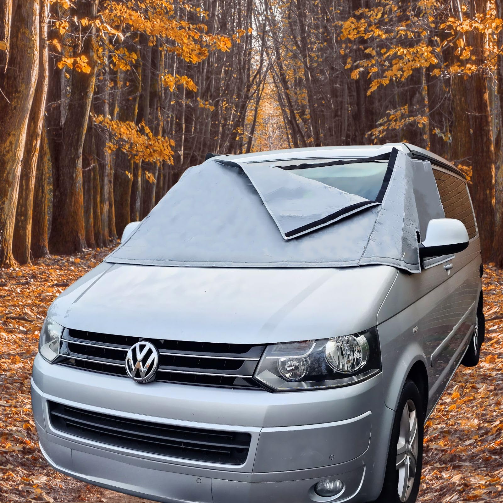 MARVIX VW T5 T6 Thermo-Schutzabdeckung für Außen-Windschutzscheibe Silber-Blenden Premium Mehrschichtiges Material Van-Blackout-Kabine Bildschirm Transporter Wohnmobil