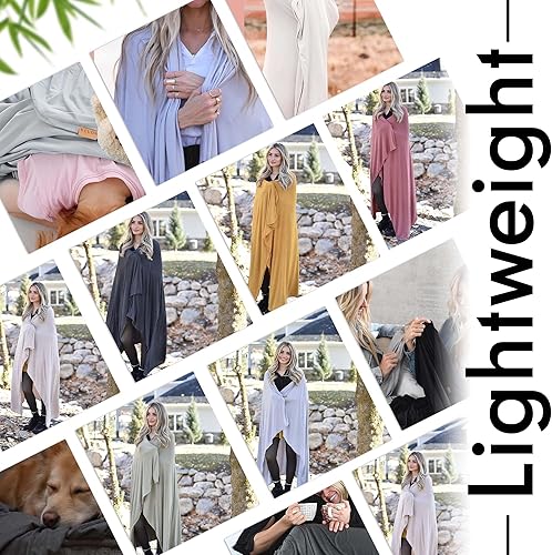 Miniatura 3 de K E L O R Manta de bambú de lujo, doble cara, elástica, ligera, suave y transpirable, viscosa de bambú refrescante con elastano, manta de viaje