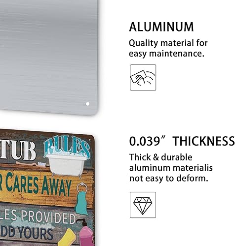 Miniatura 3 de Cartel de metal con reglas de bañera de hidromasaje, póster de metal vintage de aluminio de 8 x 12 pulgadas, letrero de pintura de impresión para