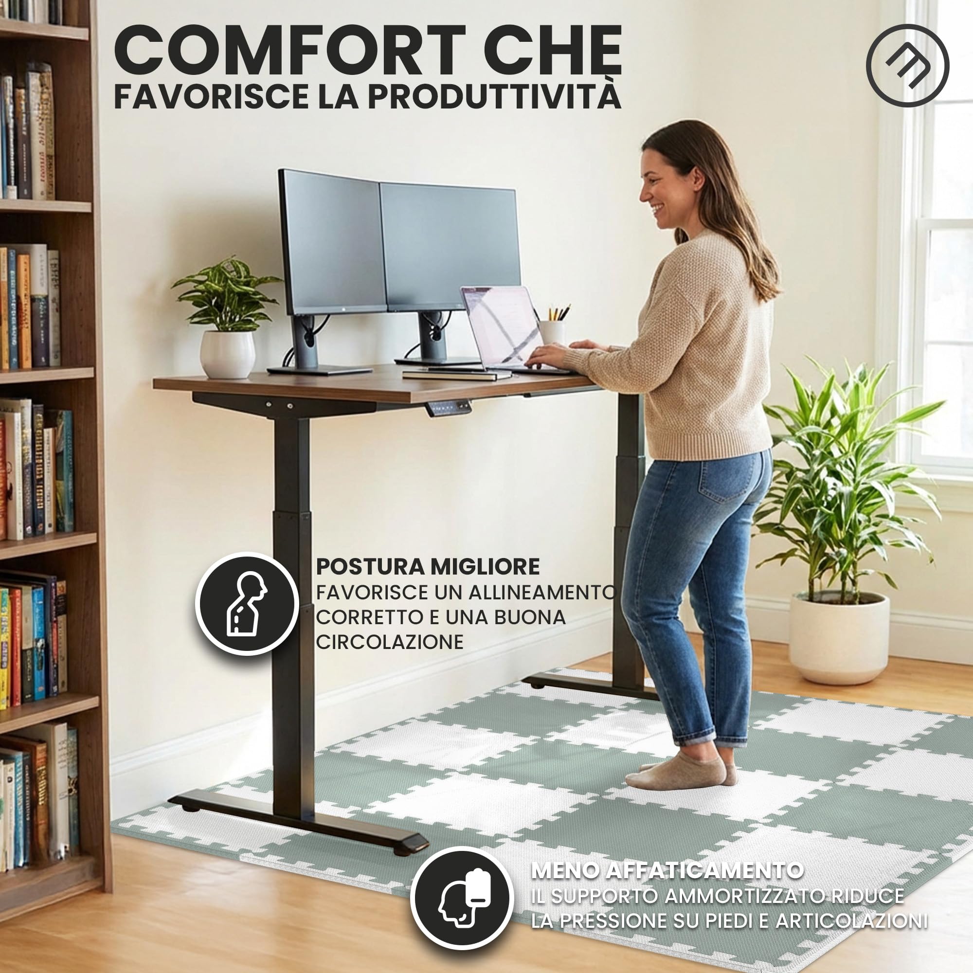bemaxx Tappeto Palestra Tappetino Fitness da Ginnastica a Puzzle EVA | Pavimento Protettivo Incastro Tatami Allenamento Protezione Sport, Materassino Mattonella Pavimentazione per Home Gym Manubri
