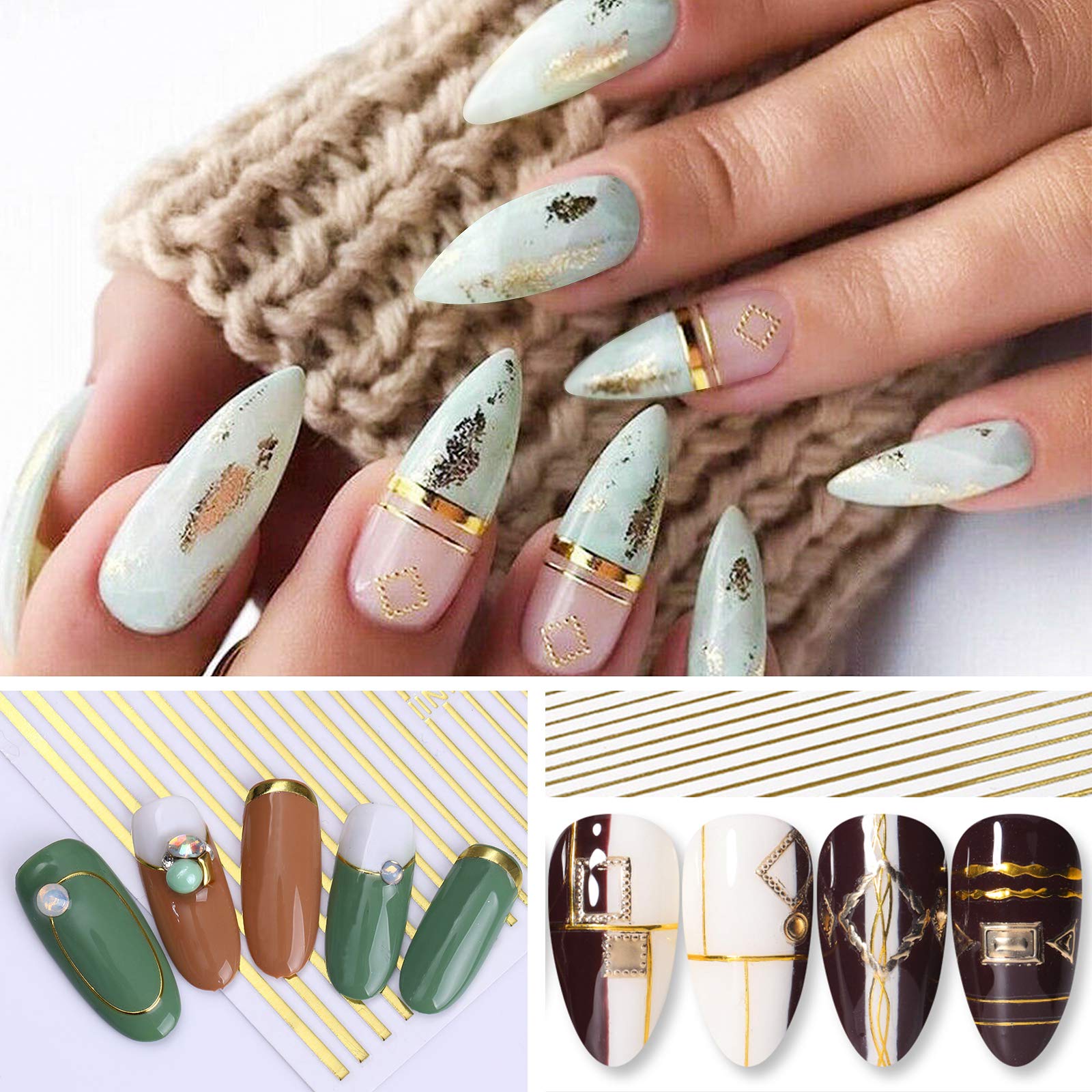 12 Blätter Sterne-Nagelsticker – 3D Selbstklebend In Silber, Gold, Schwarz & Weiß Für Kreative Nail-Designs