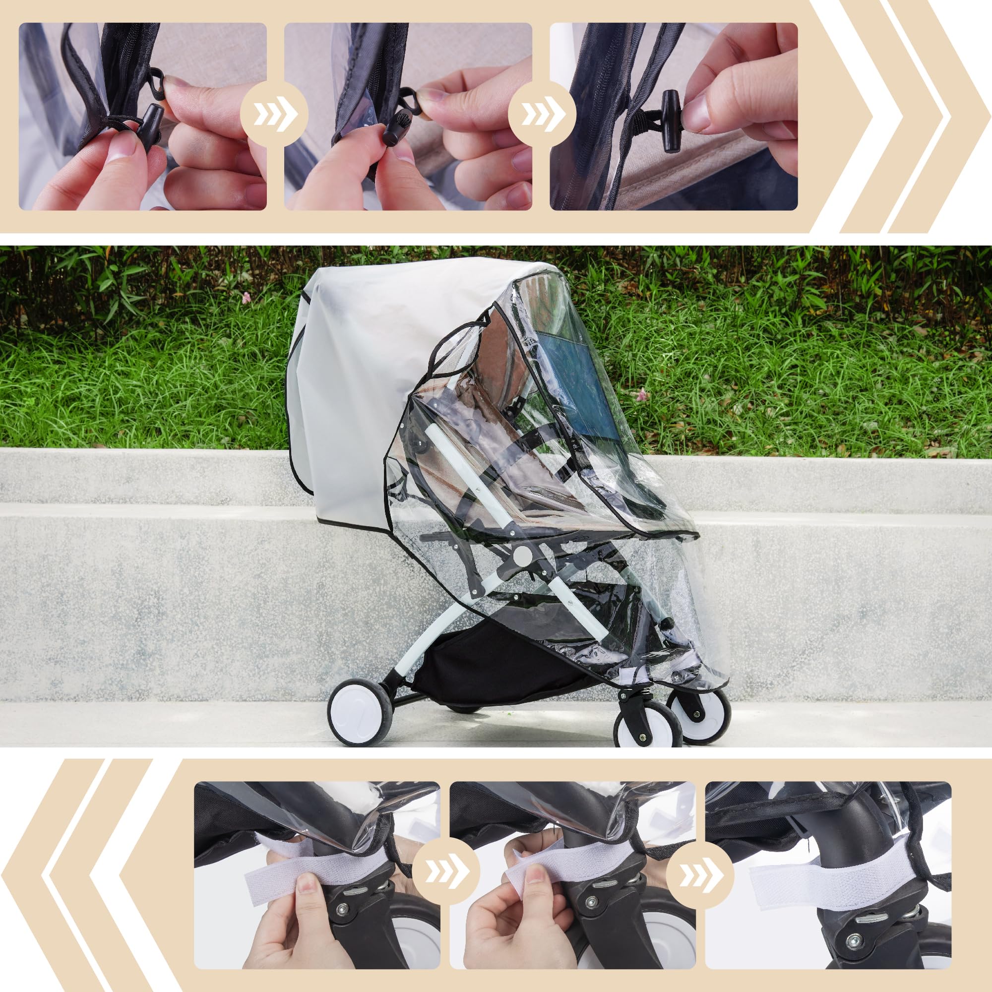 Bemece Cubierta universal para la lluvia para cochecito, protección contra el clima de viaje, resistente al viento y al agua, protege del polvo y la nieve