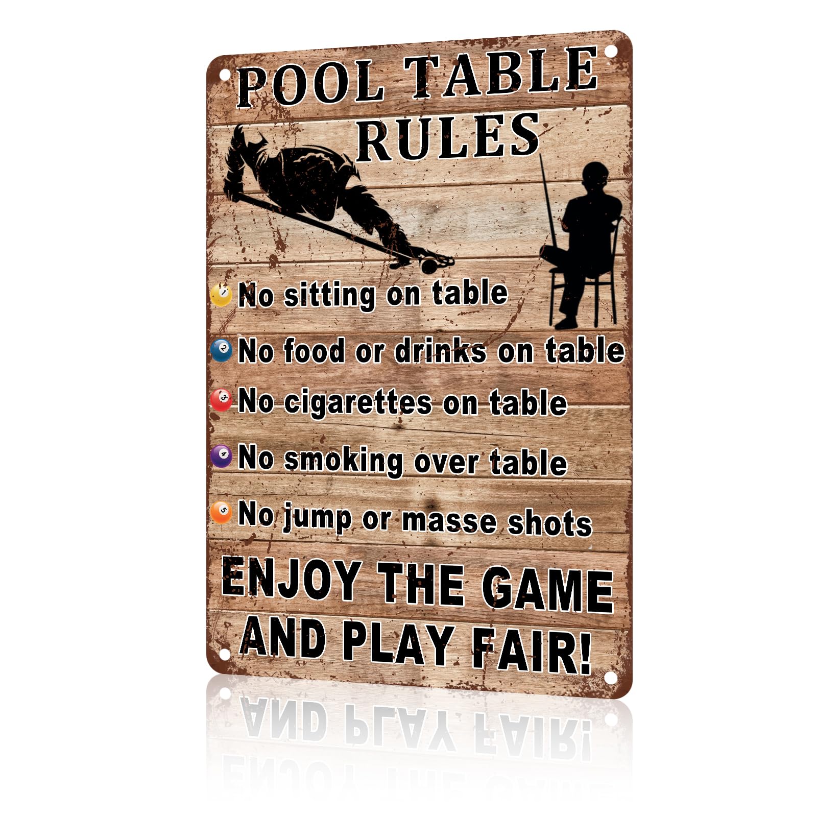Anceky Metal Sign Pool Table Rules Signs Retro Tin Sign Vintage Aluminum Sign Wall Decor for Bedroom Man Cave Bar Cafe Home Club 12×8 Inch