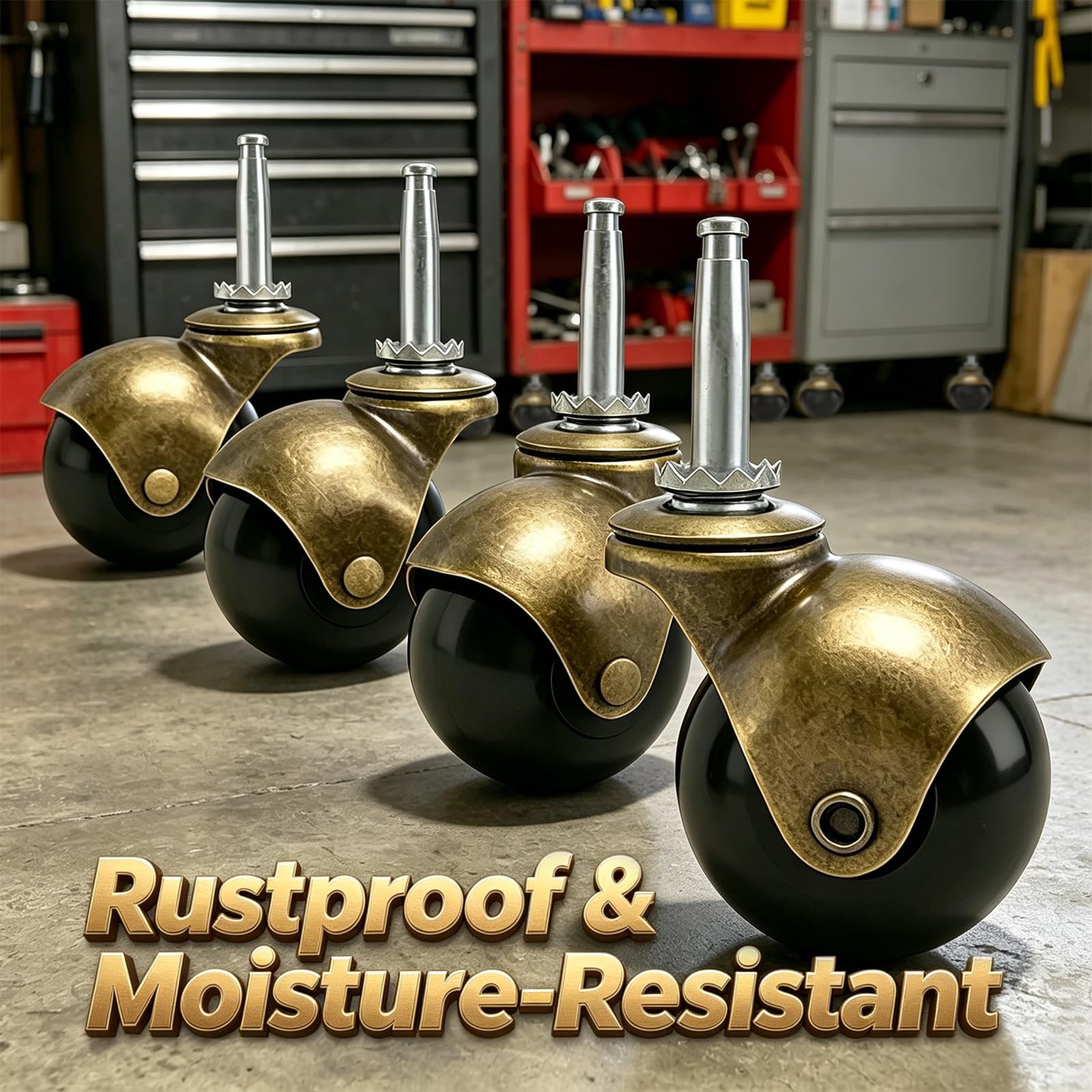 Antique Brass Ball Casters - 8 Pack -5