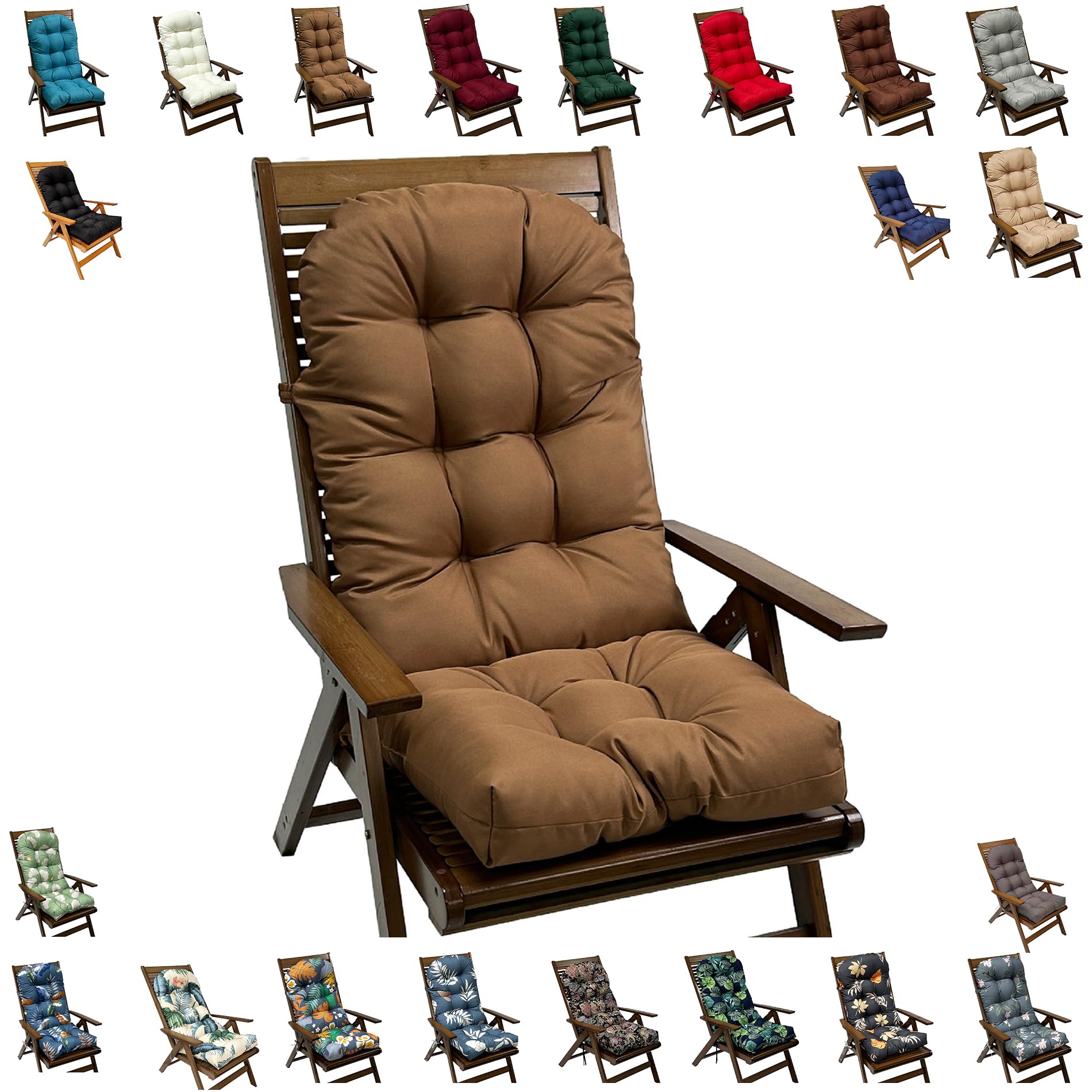 Coussin Chaise Jardin Dossier Haut, 110x50cm Imperméable Épais 8cm