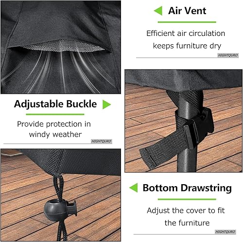 Miniatura 6 de Fundas para muebles de patio impermeables, resistentes 600D, fundas para muebles de exterior para sofá seccional exterior, resistente al desgarro y