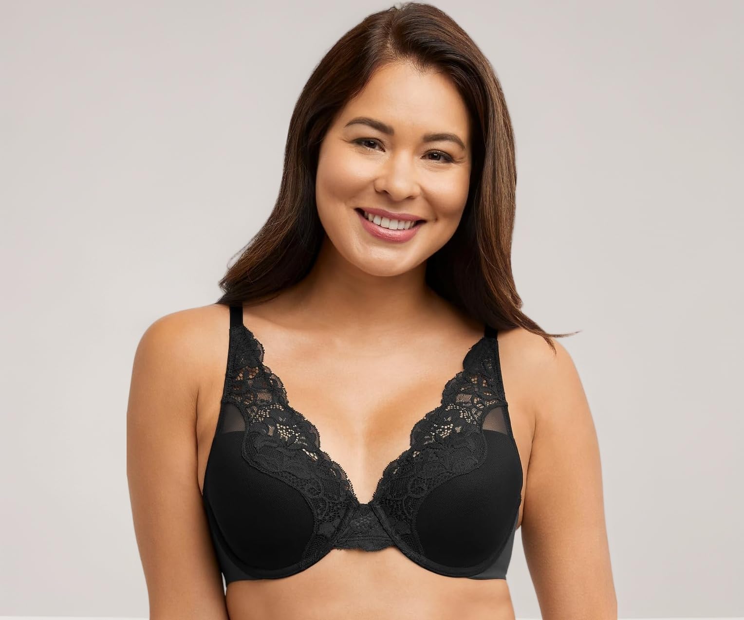 Bali Women's Lace Underwire Bra, One Smooth U Comfort Stretch Full-Coverage Lace Bras for Women, Convertible
