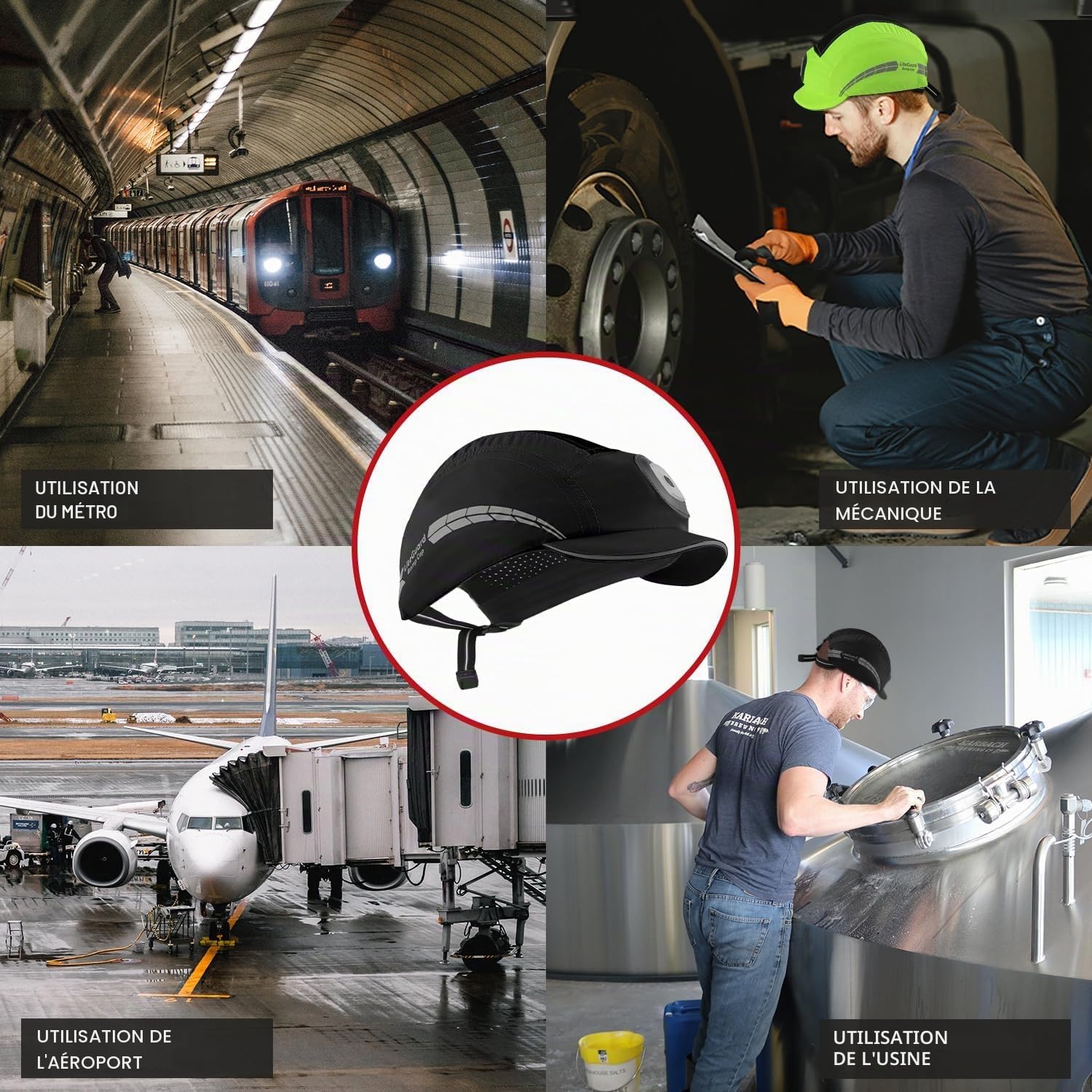 HEARMOR Casquette légère avec Bandes réfléchissantes, Style Casquette de Baseball Respirante, Protection de la tête pour Hommes et Femmes