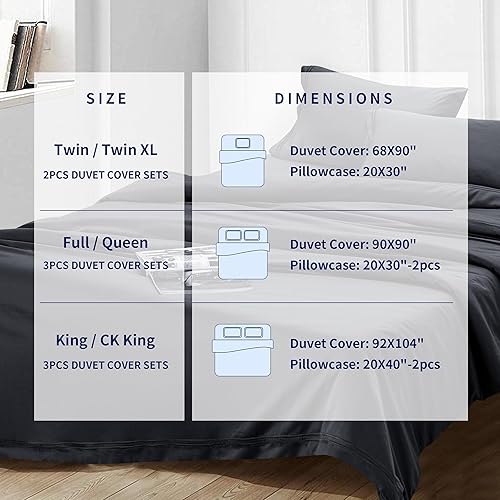 Miniatura 6 de subrtex Juego de 2 fundas de edredón de algodón sedoso Tencel de alta calidad con cierre de botón, tamaño individualindividual XL, 1 funda de