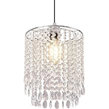 2-Tier Crystal Chandelier Lampshade ONLY, 10-Inch 25cm Ceiling Light Shade, Clear Acrylic Beaded Lamp Shade Replacement for Wedding and Party Decoration, No Bulb or Wiring [Energy Class A]
