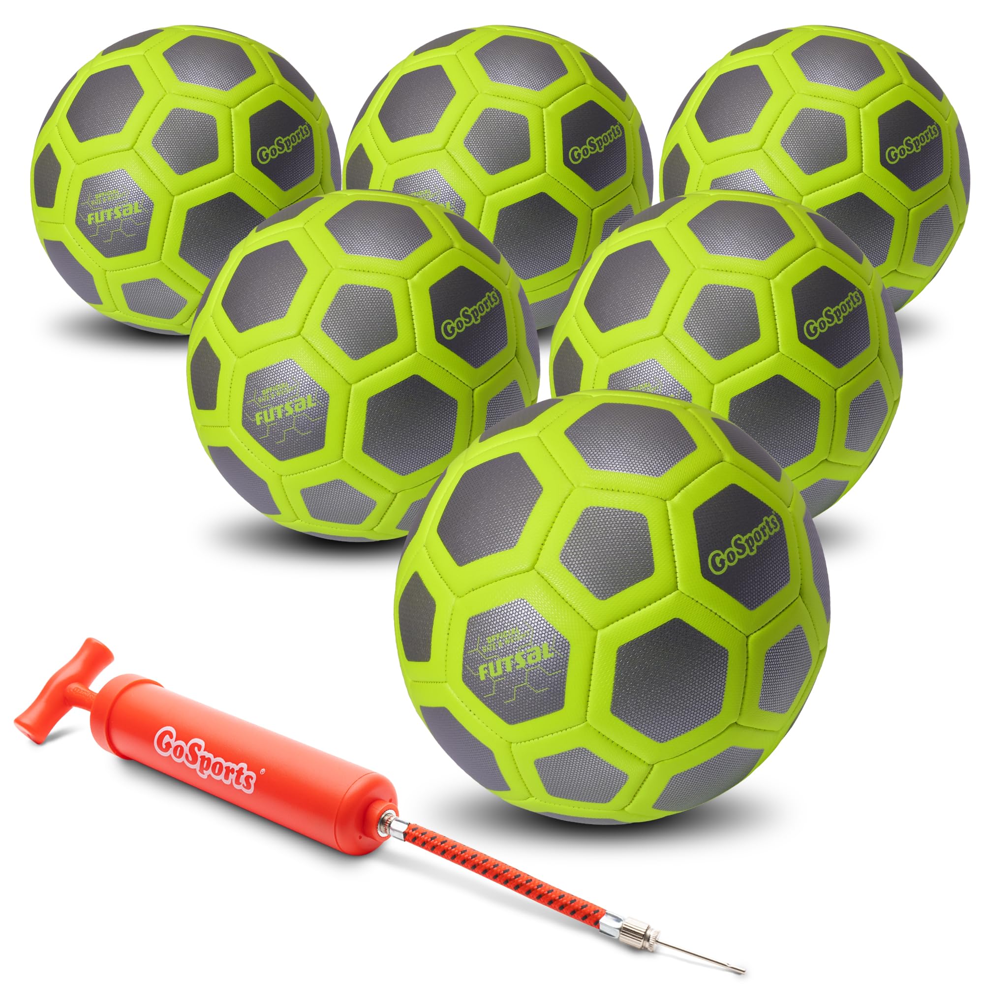 GoSports Elite Balles de Futsal – Idéal pour Les Jeux de Futsal en intérieur ou en extérieur ou pour s'entraîner – Choisissez Un ou Six Lots – Comprend Une Pompe