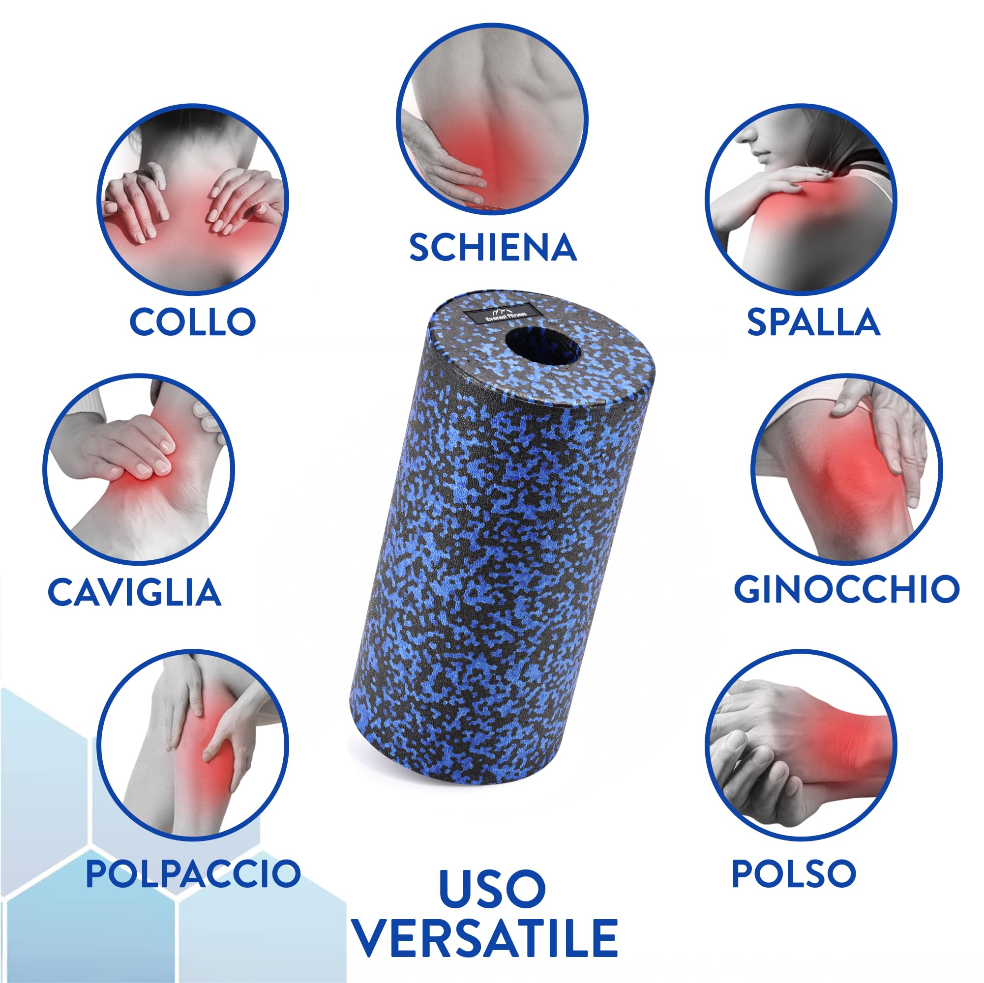 Foam Roller Pilates Liscio - Foam Roller Schiuma Medio Duro - Rullo Massaggio Muscolare Ø 15 x 30 cm - Rullo Schiena Cellulite - Tubo Fitness Palestra Stretching e Yoga