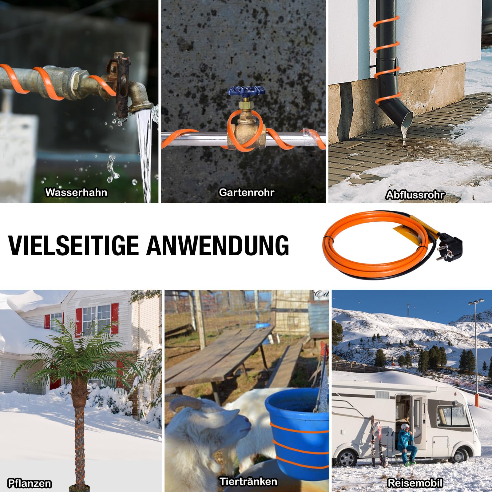 Cavo Riscaldante Antigelo Autoregolante Plutohiker 6m - Per Tubi Acqua, Grondaie, Piante, 25W/m - Foto 4