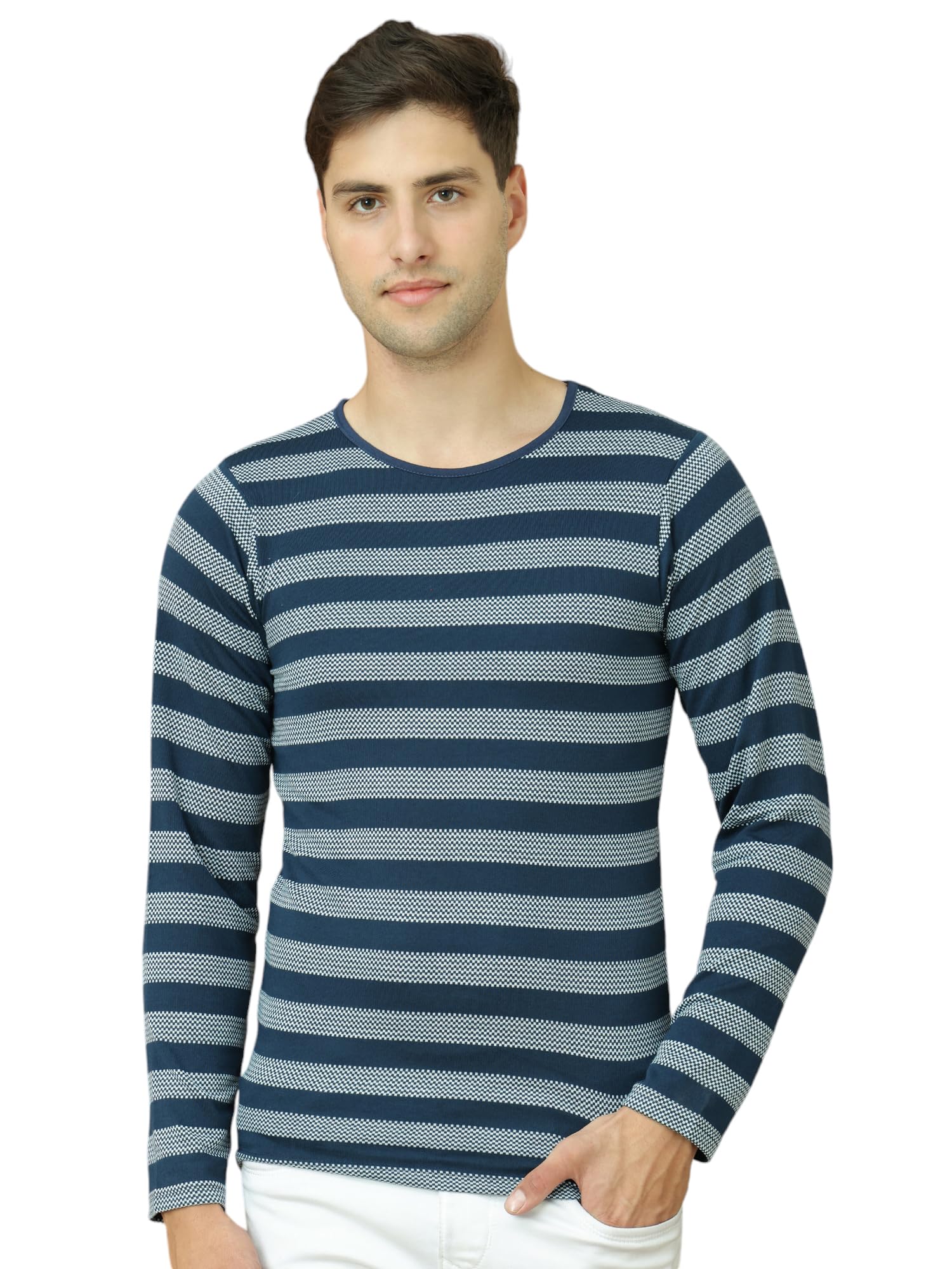 mack jonney Men Cotton Blended Full Sleeves Round Neck Slim Fit T-Shirts-picture-36