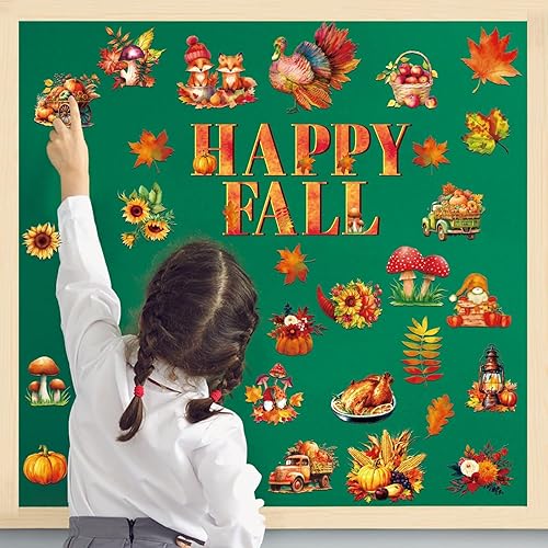 Miniatura 6 de 29 piezas de imanes de otoño retro para el día de Acción de Gracias, refrigerador magnético de bienvenida para el otoño, decoración de otoño para