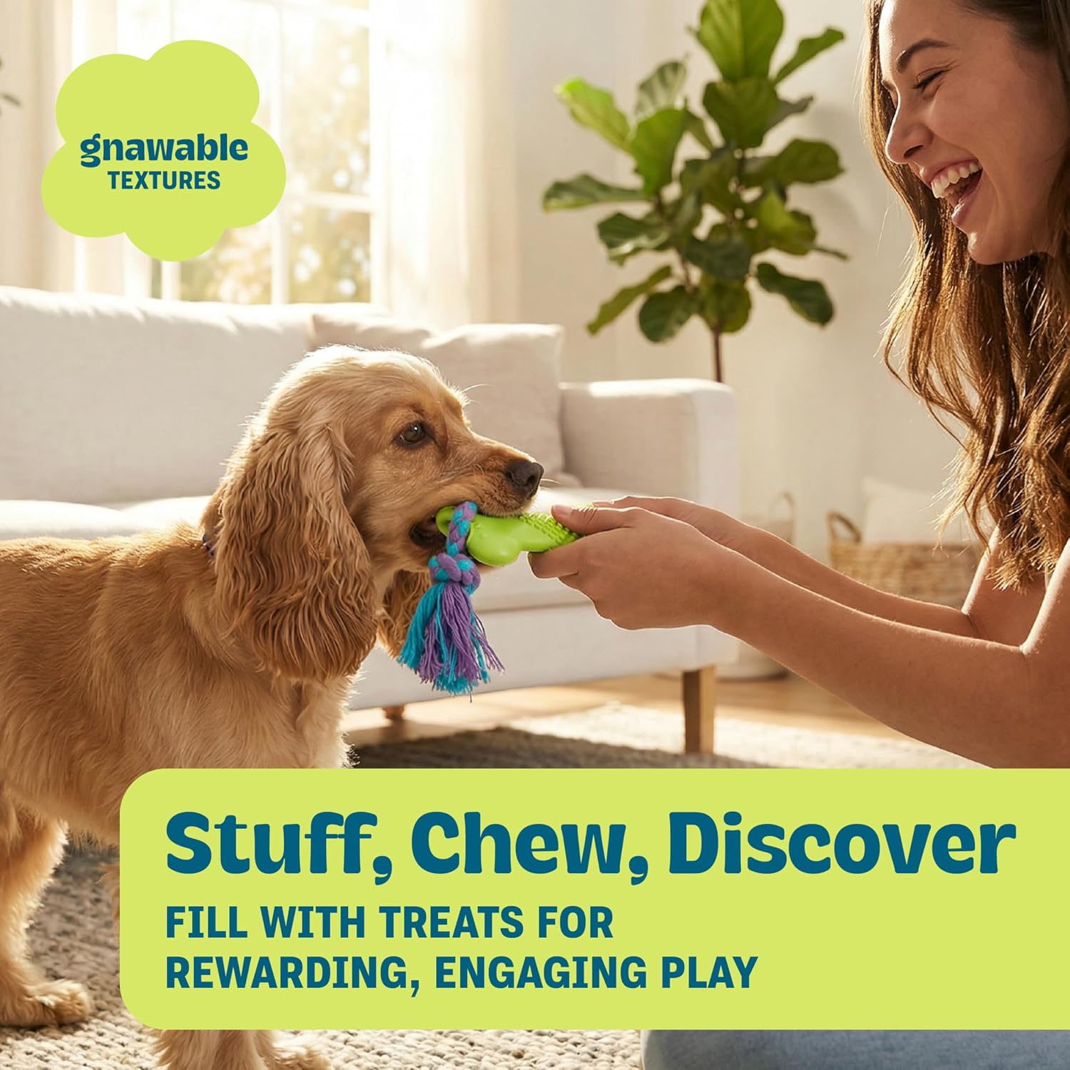 Bone Mini Dog Chew Toy & Treat Stuffer for Teething Puppies & Small Dogs up to 20 lbs, Bounces & Floats, Textured for Dental Support, Moderate Chewers, 5.5"