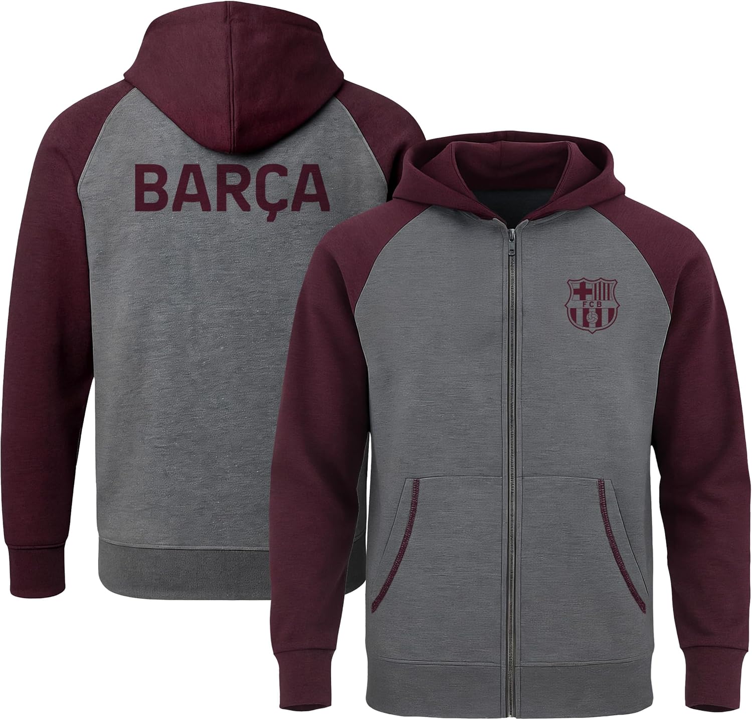 Icon Sports Officially Licensed FC Barcelona Zip Up Hoodie - Unisex Kids - Image 2