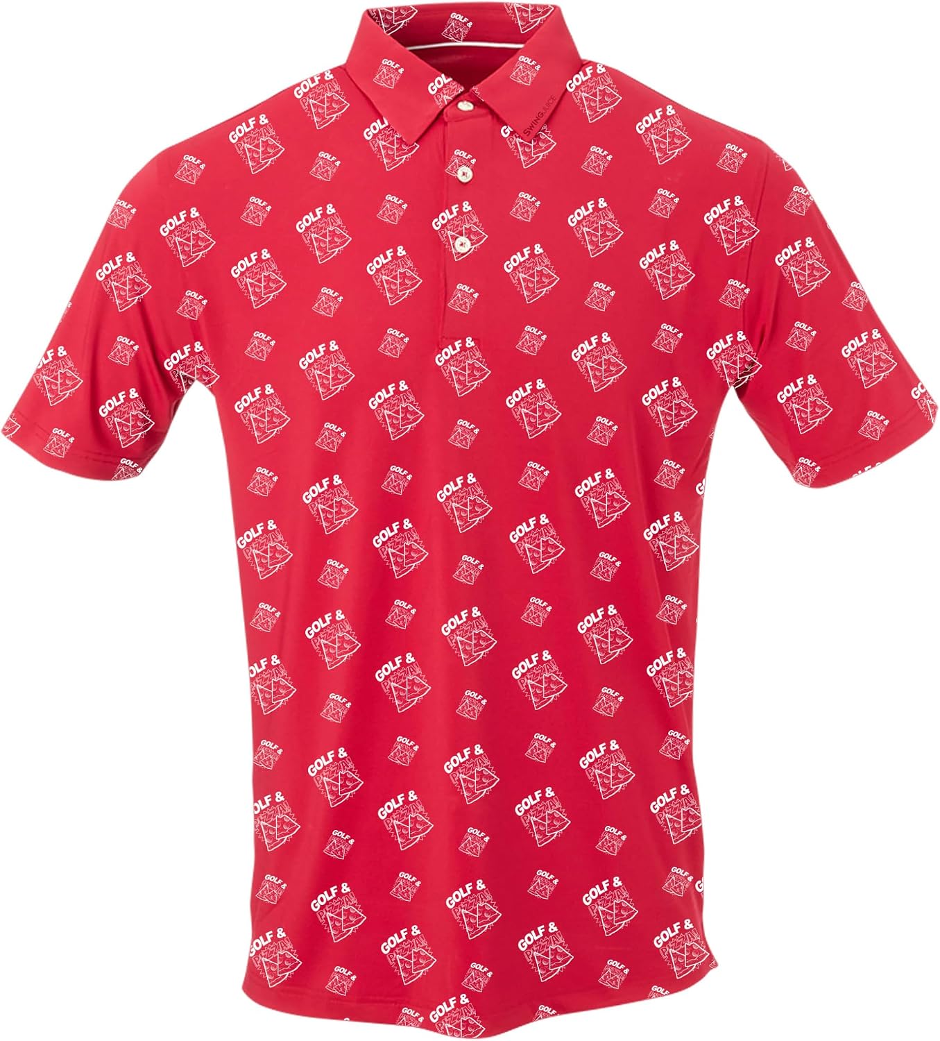 SwingJuice Men's Performance Polo Shirt Golf & Pizza Fashion Print Quick Dry UPF Funny Golf Shirt for Men