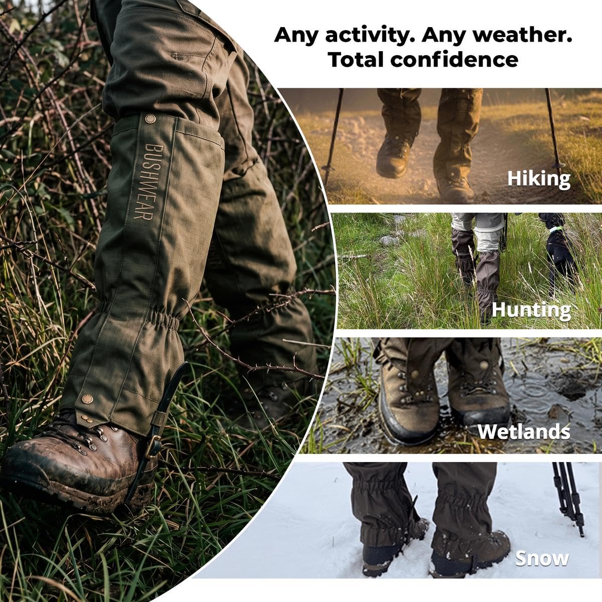 BushWear ThornGuard Pro Guêtres – Protection Imperméable et Anti-Ronces pour Jam