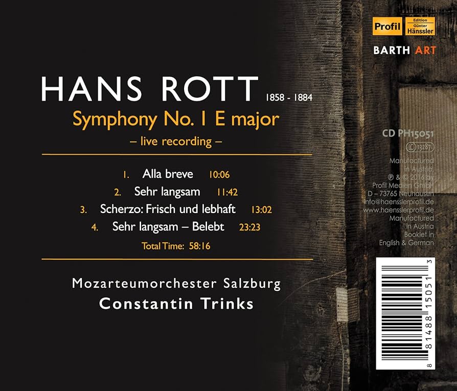 Hans Rott: Symphony No. 1: Amazon.pl: Płyty CD i winylowe