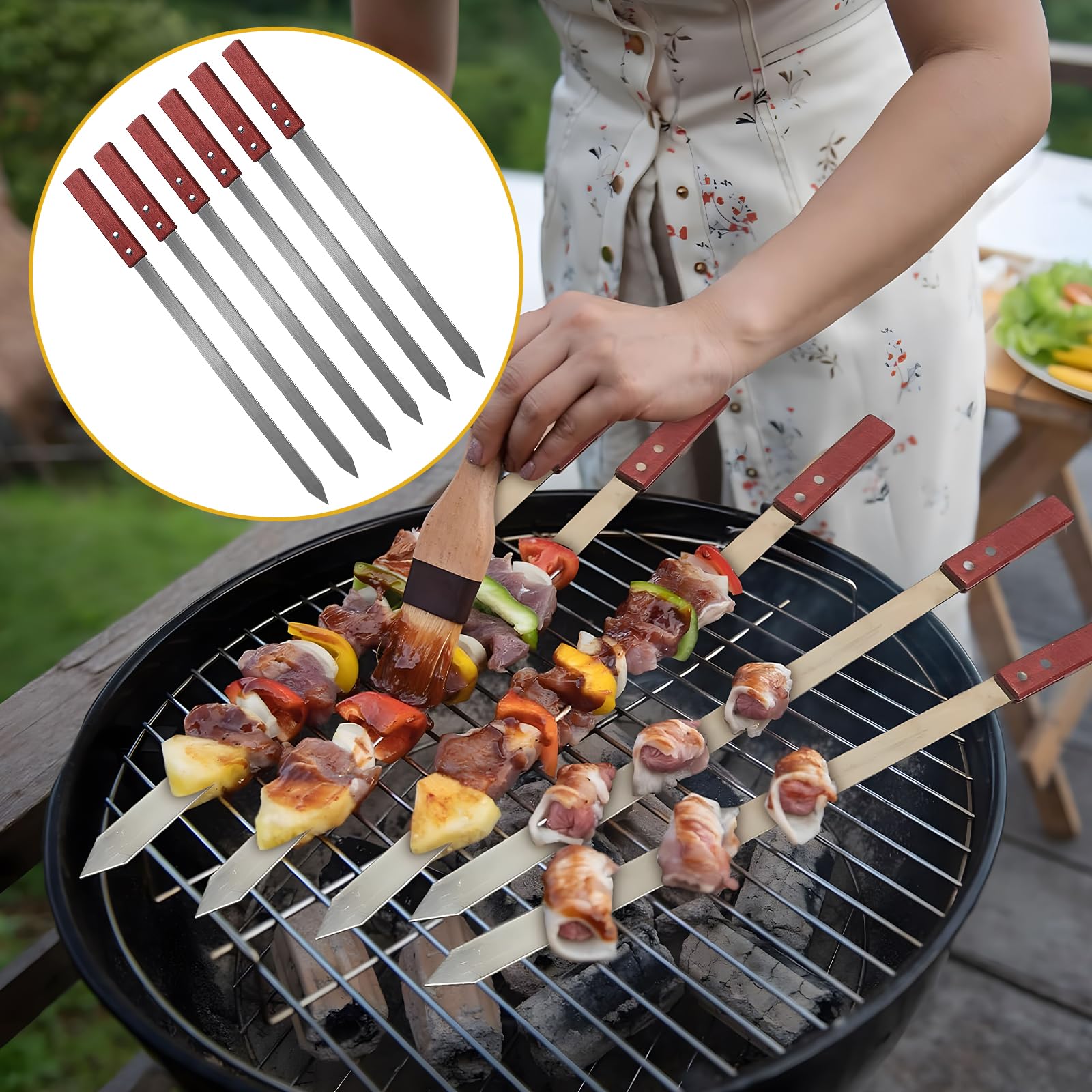 Spiedini In Acciaio Inox Riutilizzabili Set Di 10 Spiedini In Acciaio Inox Per Barbecue - Lunghi 30 Cm, Piatti, Riutilizzabili, Per Carne, Pesce E Verdure Spiedini Kebab Inossidabili