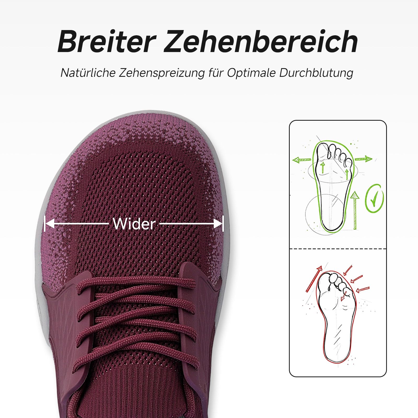 DANNTO Damen Barfußschuhe Breite Schuhe Zero Drop Sneaker | Minimalistisches,Leicht,Flexibel,Wide Toe Box,Rutschfest Gummisohle