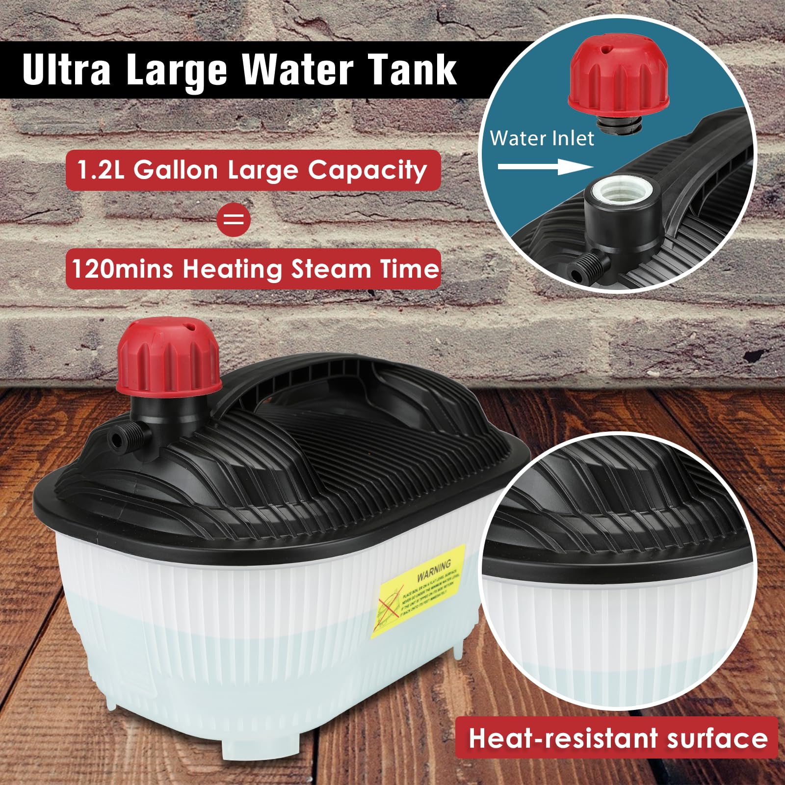 KITLUCK Vaporizador de papel tapiz, removedor de papel tapiz libre de químicos de 1500 W con manguera de enfriamiento táctil de 11.5 pies, tanque de agua de 1.2 galones, placa de vapor grande