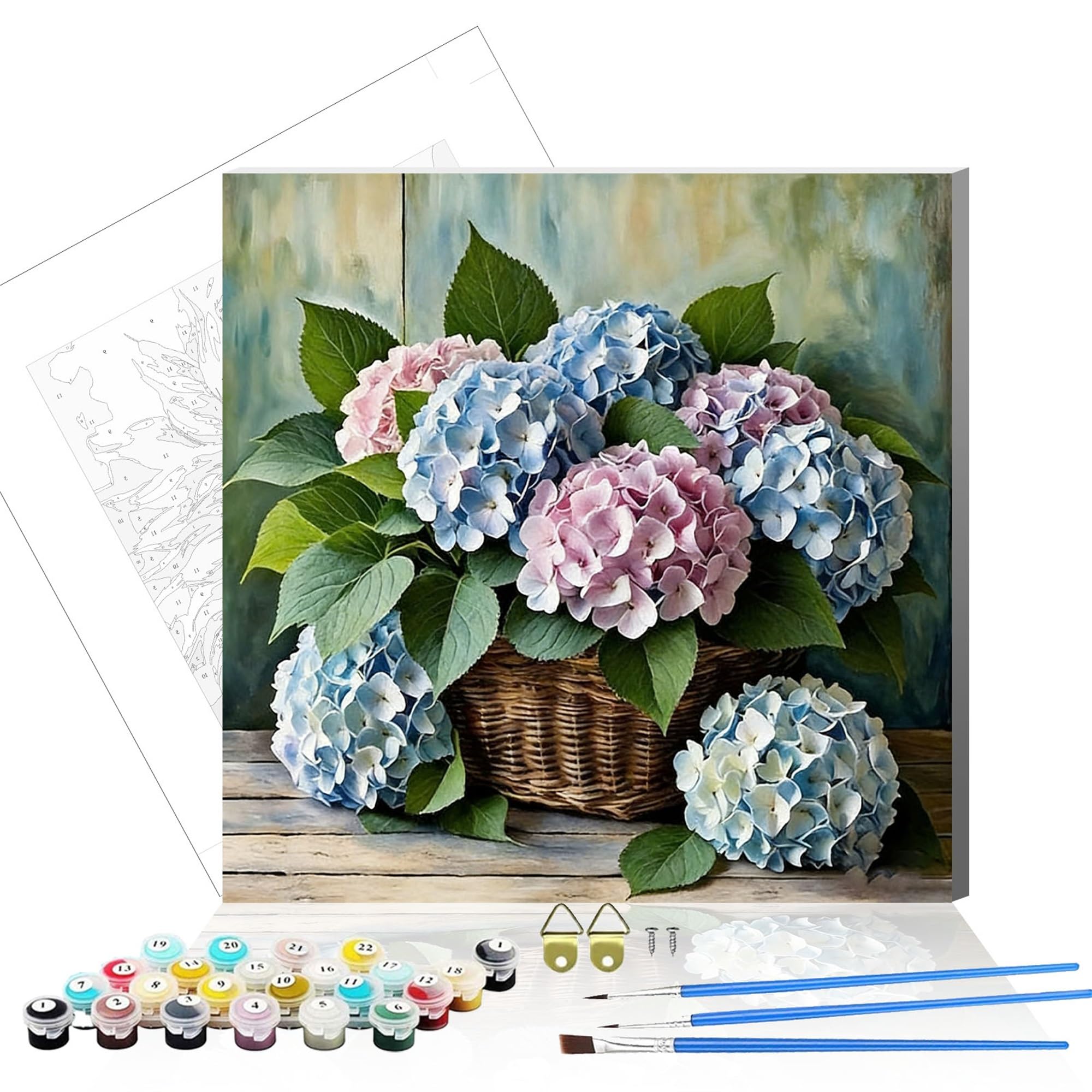 Formeyart Hydrangea Paint By Numbers Kit For Adults,Diy Easy Painting Kits On Canvas With Wooden Framed, Small Color By Numbers Acrylic,Adult Paint By Number For Gifts,Home Wall Decor (Hydrangea)