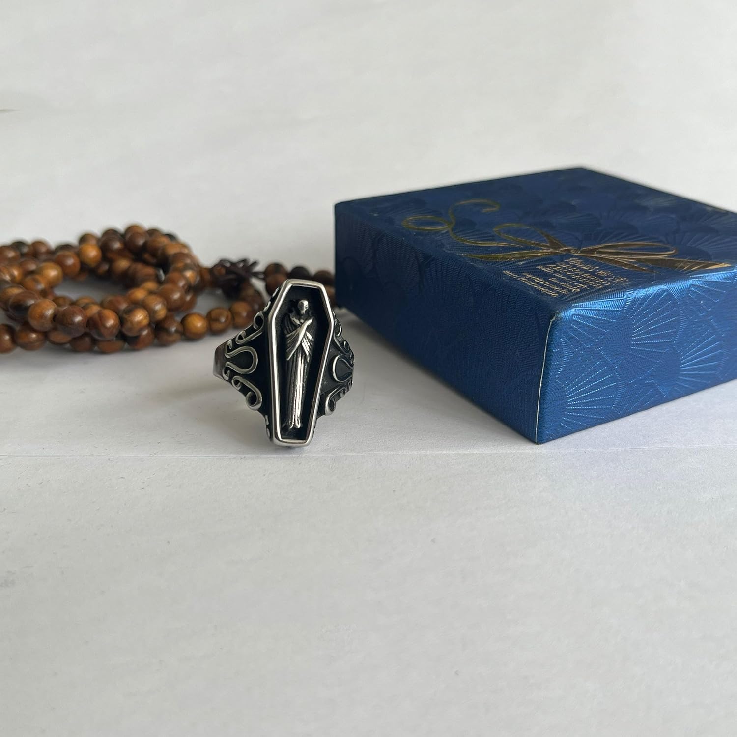 JAJAFOOK Jewelry Vintage Portrait Vampire Coffin Ring for Men's Titanium Steel Rings - Image 4