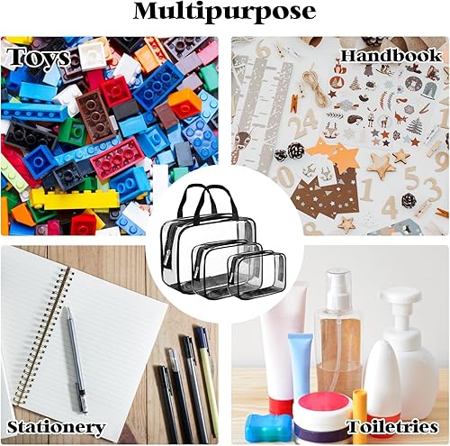 Miniatura 4 de Paquete de 9 bolsas de almacenamiento de juguetes de PVC transparente, bolsas de aseo impermeables, con cremallera, bolsas organizadoras de juguetes