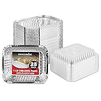 Vista 1 de Stock Your Home Sartenes pequeños de aluminio de 1 libra con tapas (paquete de 25) sartenes de aluminio + tapas de plástico transparente, utensilios