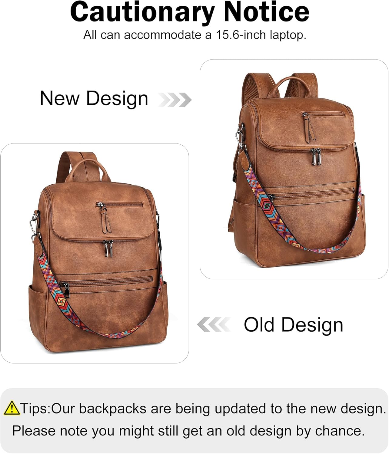FADEON Laptop Backpack for Women Leather Travel Backpack with Laptop Compartment, Designer PU Shoulder Laptop Bag Grey