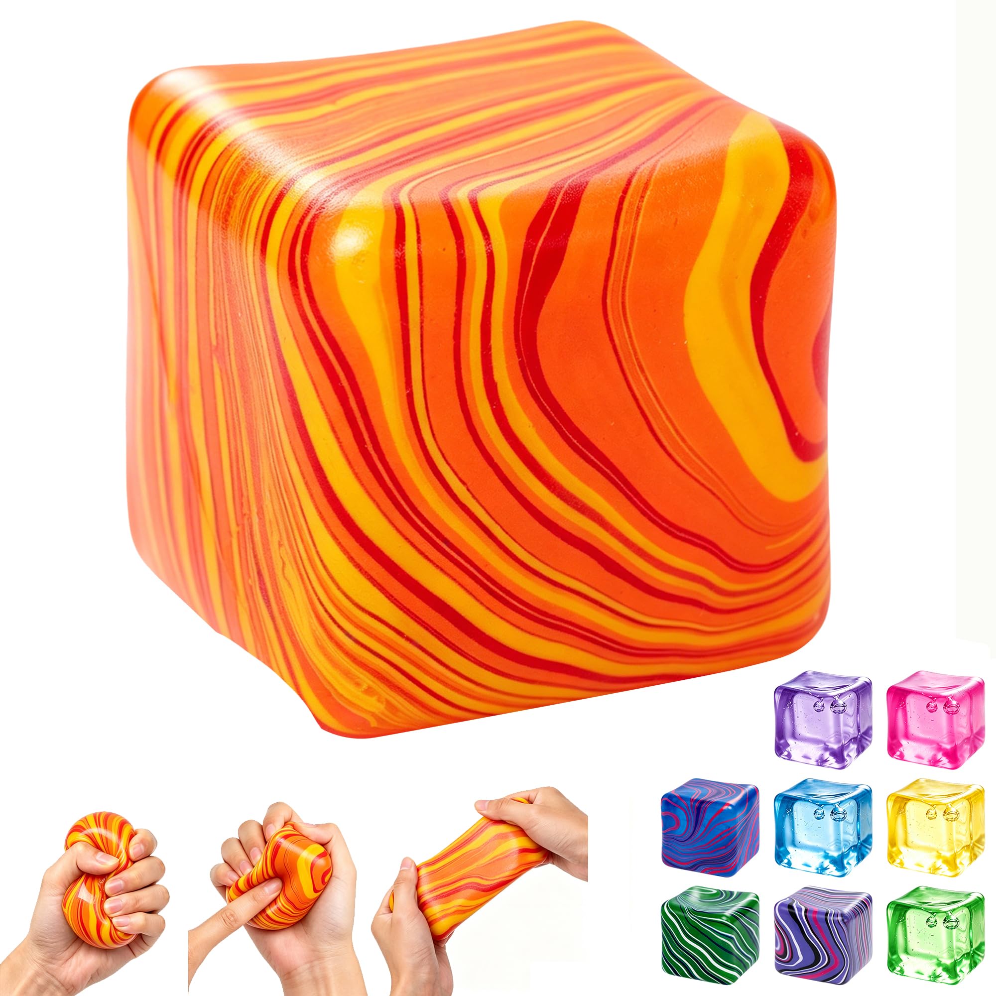 5cm Ice Cube Squishy Fidget Toys for Kids 3+ Teens & Adults, Soft Squeeze Sensory Toys for Stress & Anxiety Relief, Squishy Toy Classroom Prizes Party Favors to Help with Focus and Calm â image 1