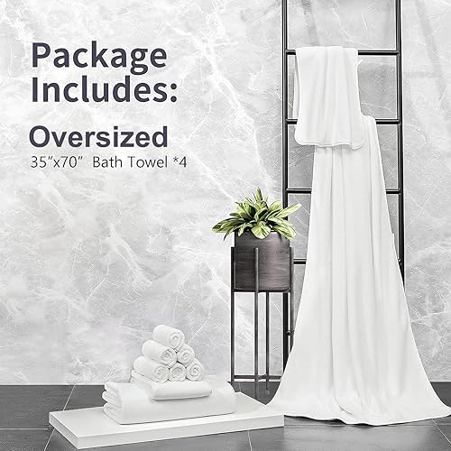 Miniatura 3 de Juego de 4 toallas de baño extra grandes de 35 x 70 pulgadas, toallas de baño negras para adultos, toalla de baño de microfibra de 21.16 ozm, secado