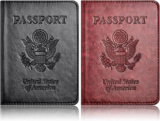 Eoehro 2Pack Passport Holder Wallet Cover Case, Travel Essentials for Women and Men