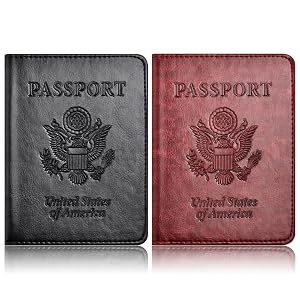 Eoehro Passport Holder for Travel Essentials-2Pack Passport Wallet Cover Case for Travel Must Haves Accessories Passport Book Holders