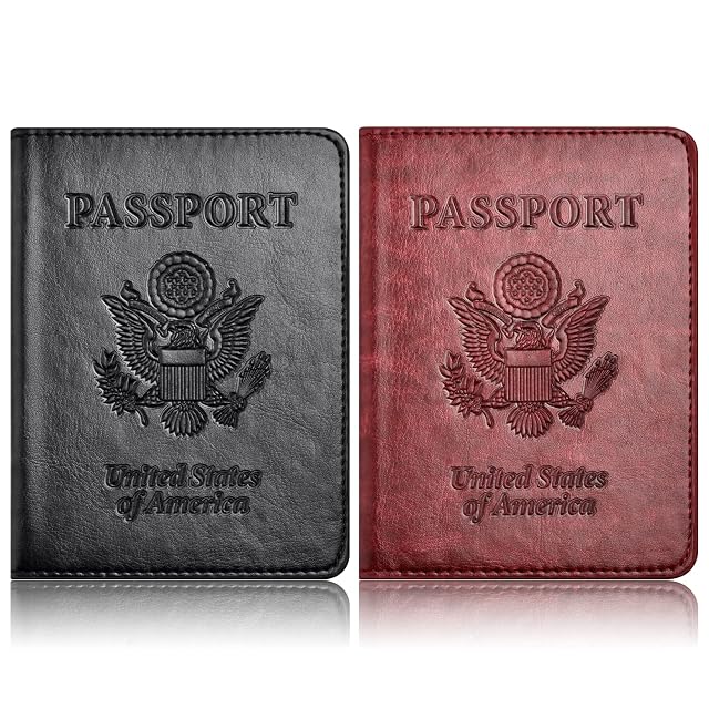 Eoehro Passport Holder for Travel Essentials-2Pack Passport Wallet Cover Case for Travel Must Haves Accessories Passport Book Holders