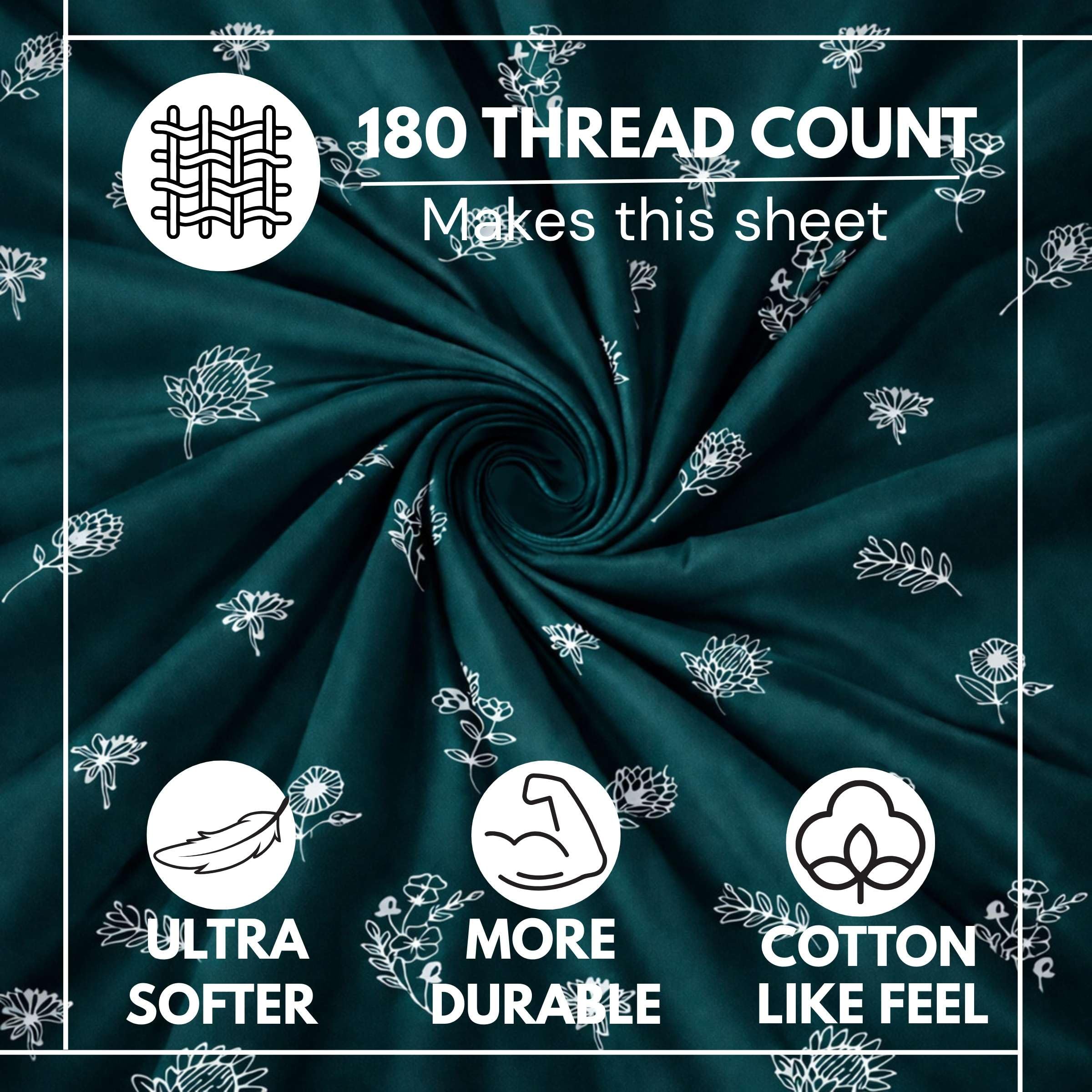 King Size Cotton Bedsheet - Floral, Soft & Breathable -3